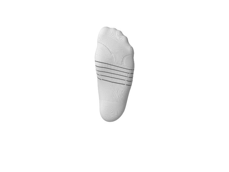 Witte sportsok met grijze strepen, onderaanzicht