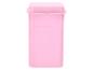 Een rechthoekige roze plastic opbergdoos met deksel.