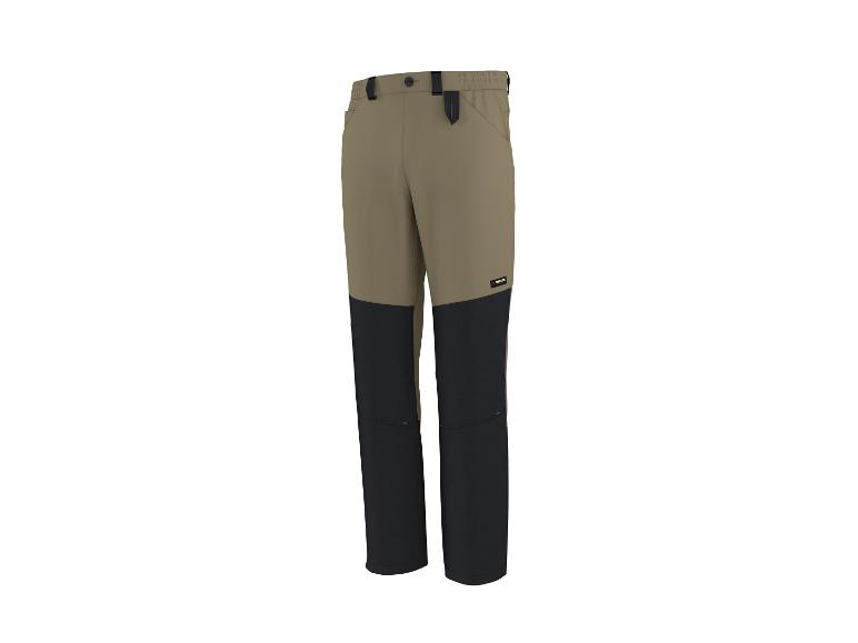 Khaki en zwarte werkbroek met elastische taille details.