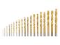 Een set van 20 gouden boren in verschillende maten.