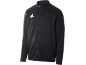 Zwart sportjack met rits en wit logo op de borst.