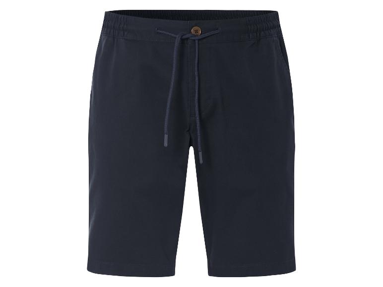 Donkerblauwe chino shorts met trekkoord.