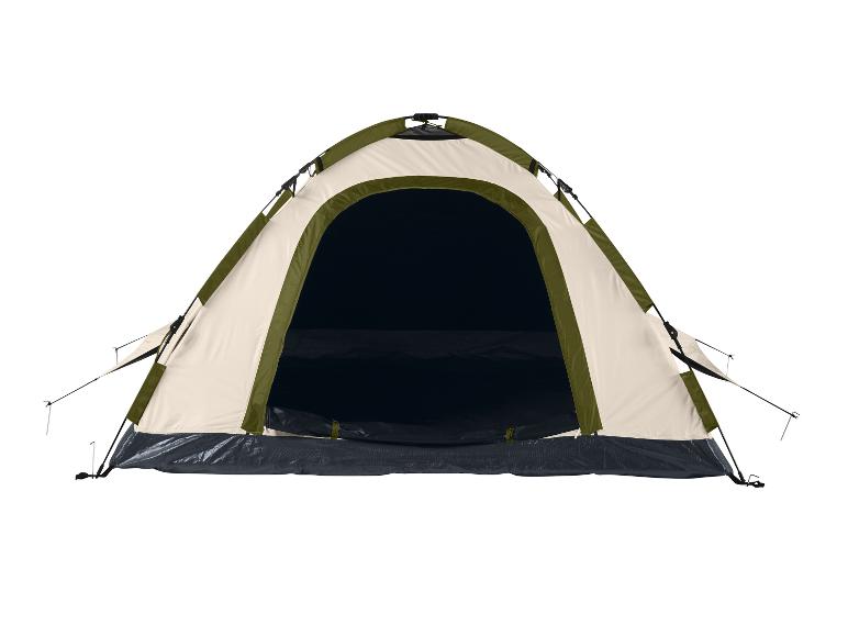 Open beige en groene kampeertent.
