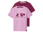 Twee roze en paarse T-shirts met print van dieren en de tekst 'Nature Friends'.