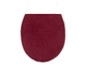 Een bordeauxrode toiletbril van zacht materiaal.