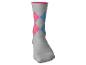Grijze sok met roze, blauw en geel argyle patroon