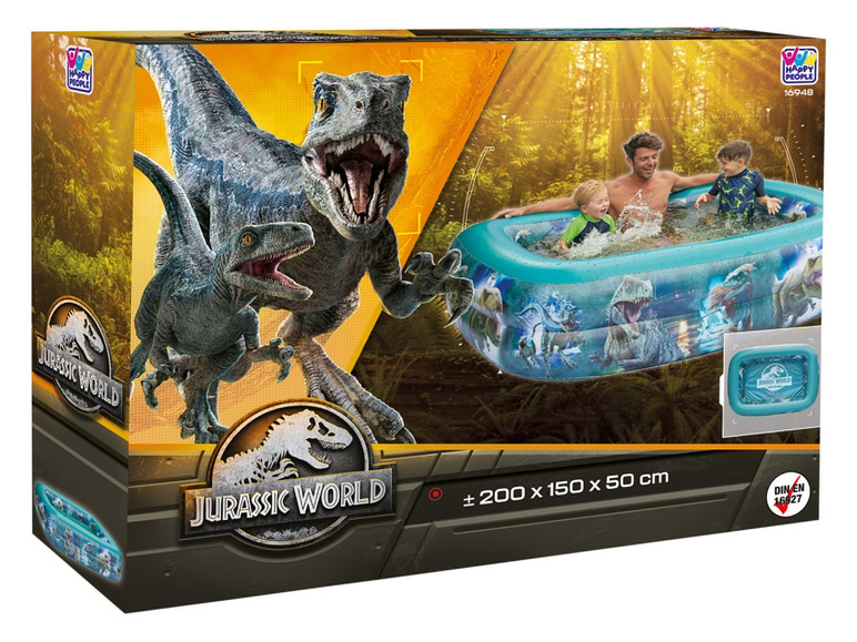 Een opblaasbaar zwembad met Jurassic World-thema van Happy People.
