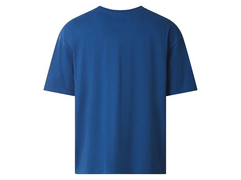 Eenvoudig blauw T-shirt met korte mouwen, achteraanzicht