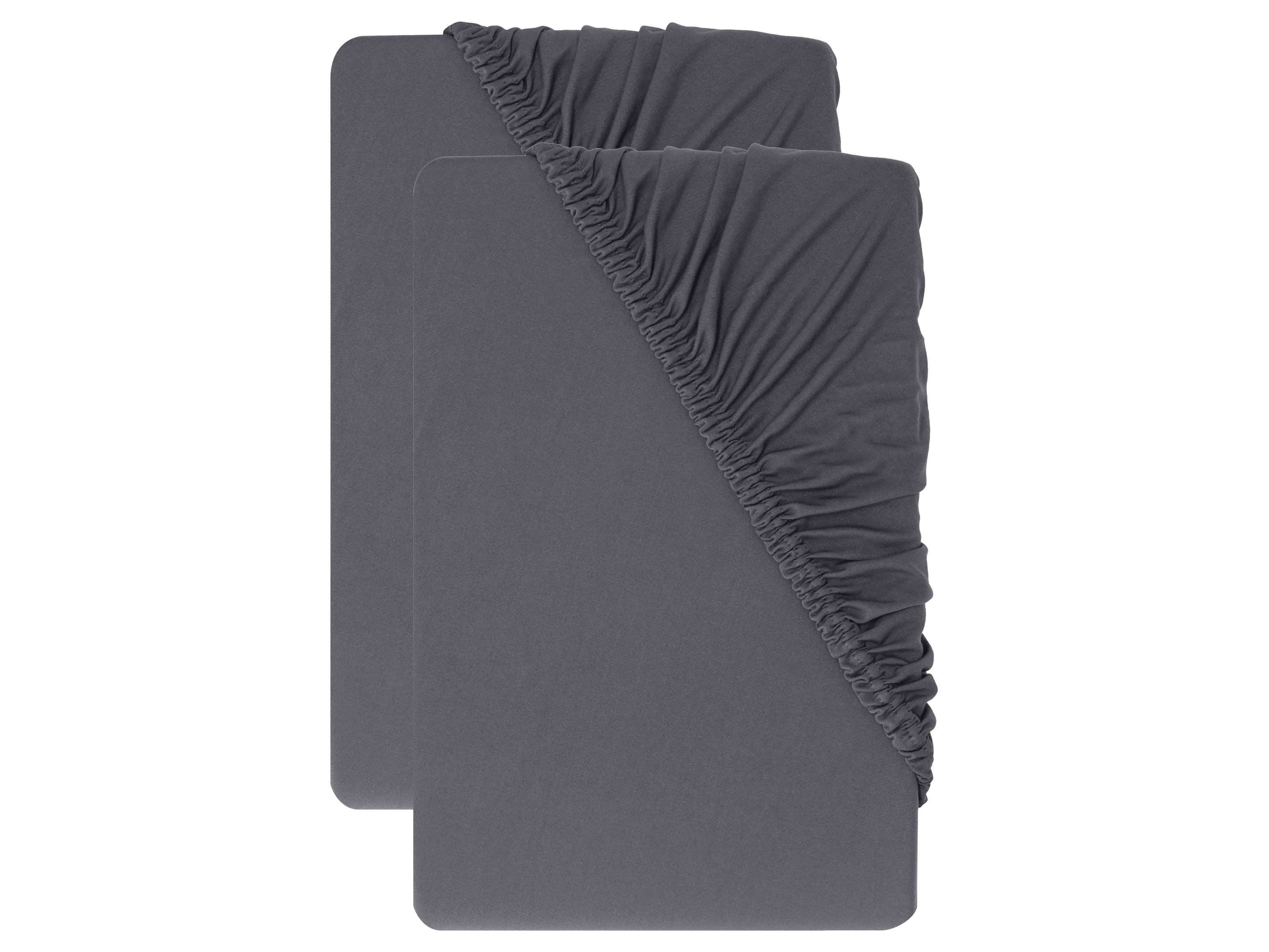 LIVARNO Set van 2 jersey hoeslakens 90-100 x 200 cm (Donkergrijs)