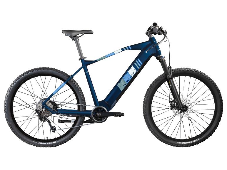 Een donkerblauwe Zündapp ZBO8 elektrische fiets.