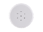 Ronde witte thermostaat met bedieningssymbolen voor temperatuur, timer en ECO-modus.