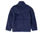 Een donkerblauwe fleecejas met lange mouwen.