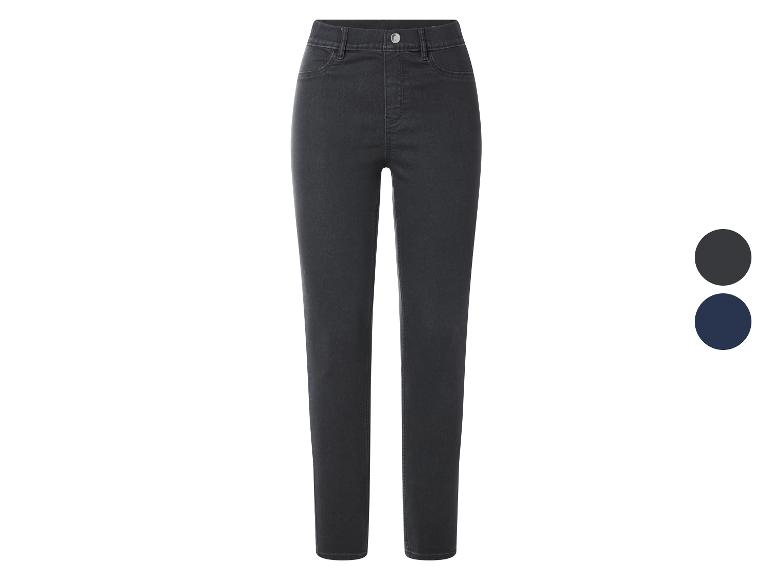 Donkergrijze damesjeans met twee kleuropties: donkergrijs en marineblauw.