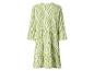 Dames midi-jurk met groen-witte zebraprint, lange mouwen en gelaagde rok.