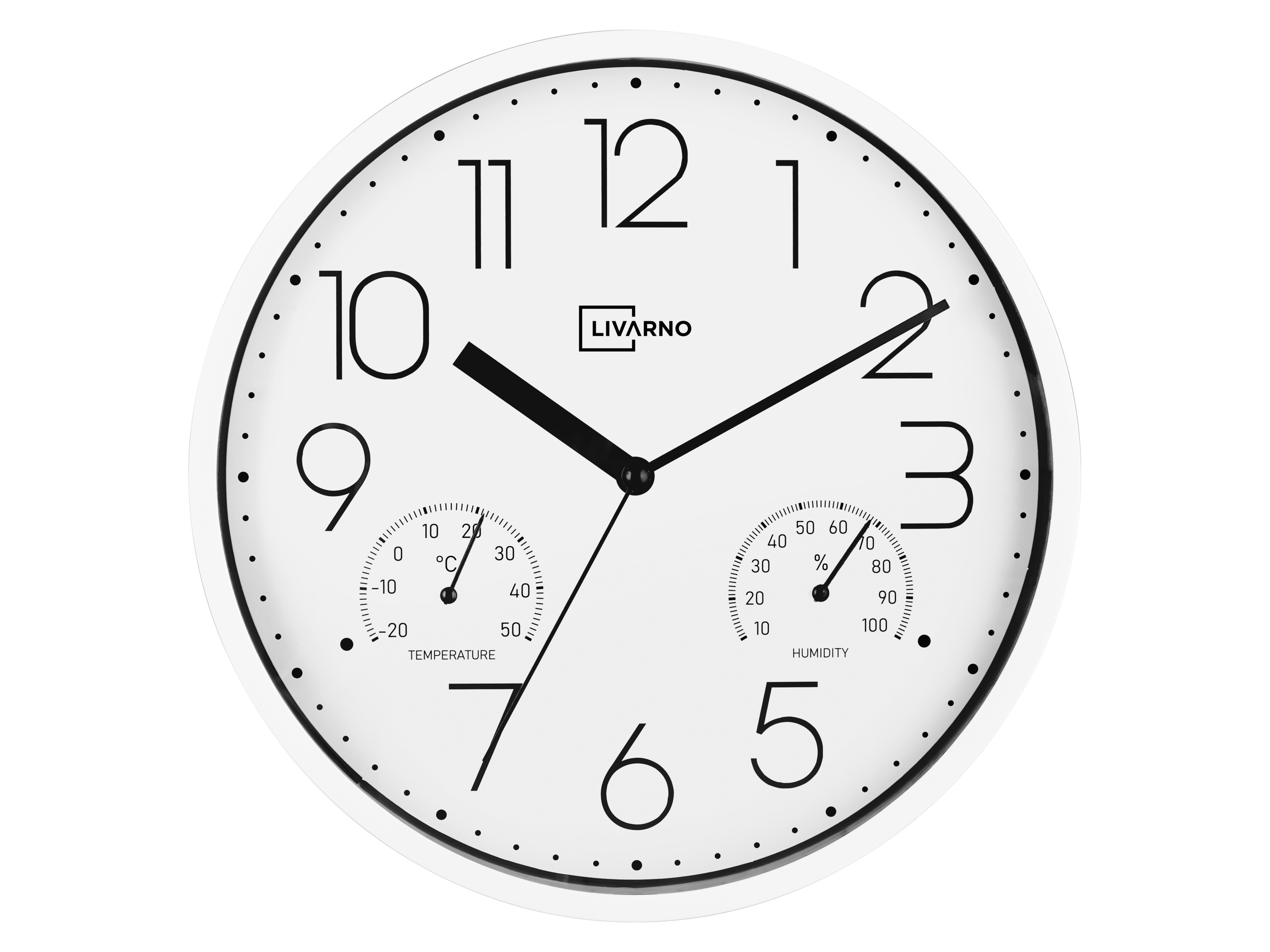 LIVARNO Wandklok met thermo- en hygrometer, Ø25 cm (wit)