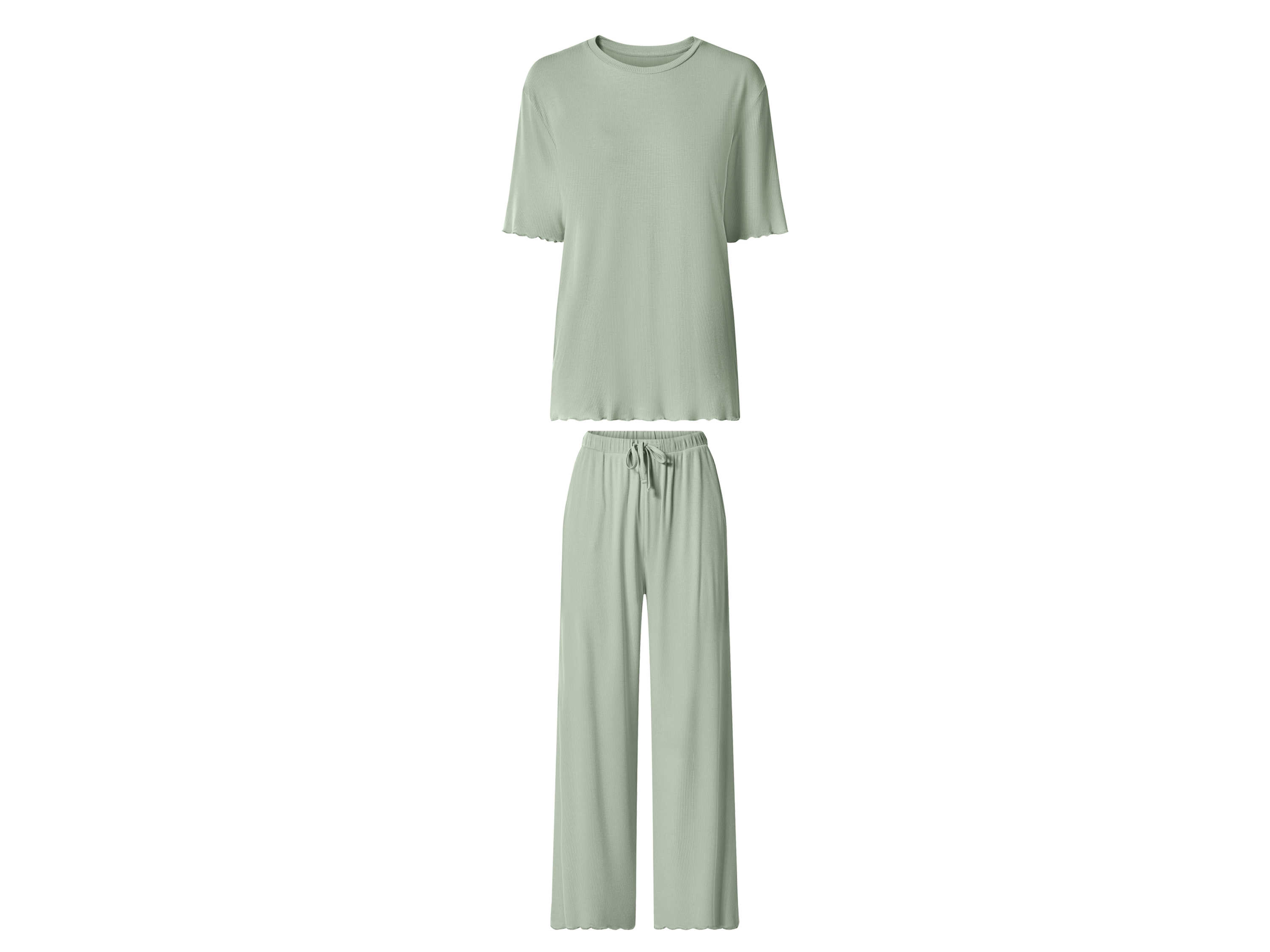 ESMARA Dames geribde pyjama (Groen, M (40/42))