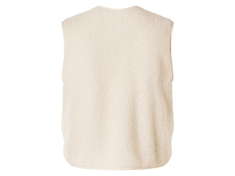 Lichtbeige dames fleecevest, achteraanzicht