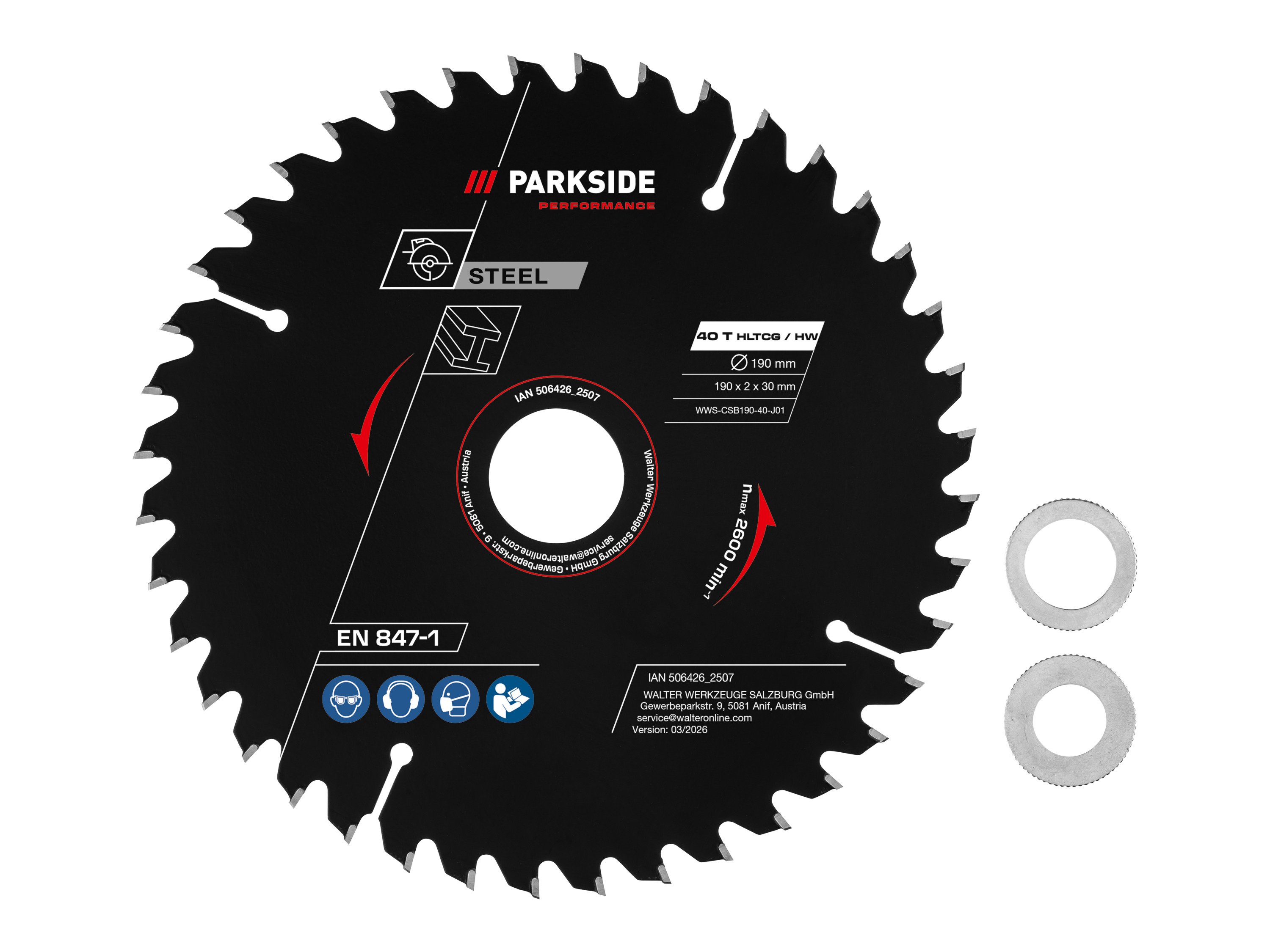 PARKSIDE PERFORMANCE Cirkelzaagblad 190 mm (Staal 40 tanden)