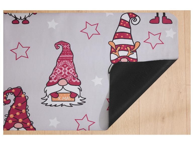 Kerstmat met kabouters en sterren, met een zichtbare antislipbasis