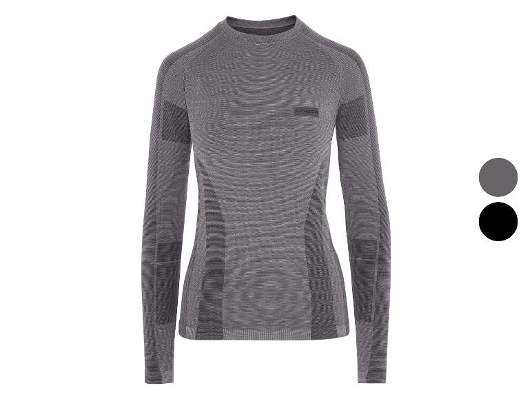 Spyder grijs shirt met lange mouwen, donkergrijze panelen en twee kleurstalen.