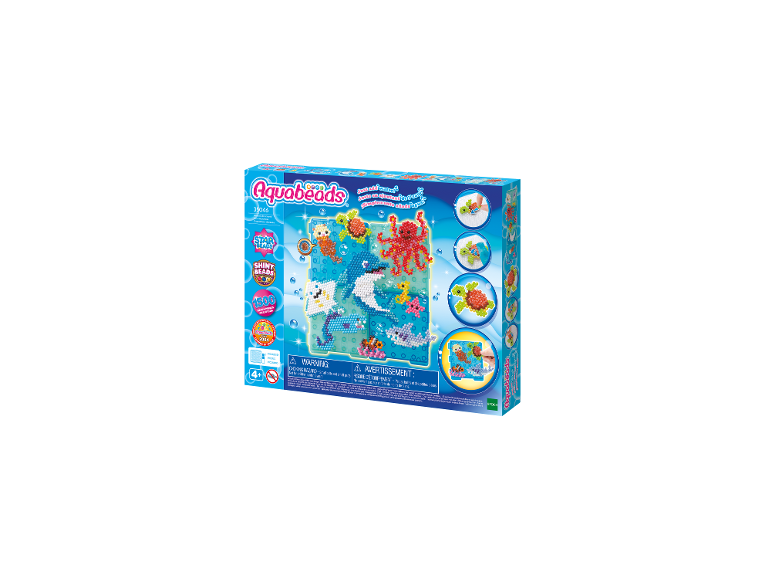 Aquabeads Ocean Splash Scene knutselset met 1500 kralen voor het maken van zeedieren.