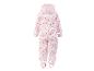 Roze kinderregenoverall met rood hartjespatroon, achterkant