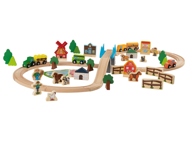 Ga naar volledige schermweergave: Playtive Houten treinbaanset stad of boerderij - afbeelding 4