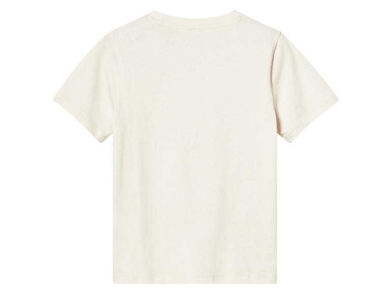 Beige t-shirt met korte mouwen.