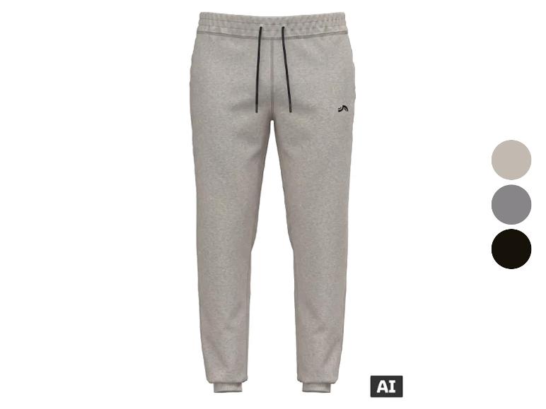 Grijze heren joggingbroek met trekkoord en logo, verkrijgbaar in drie kleuren.