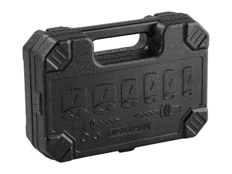 Parkside: Koffers met gatenzagen en accessoires.