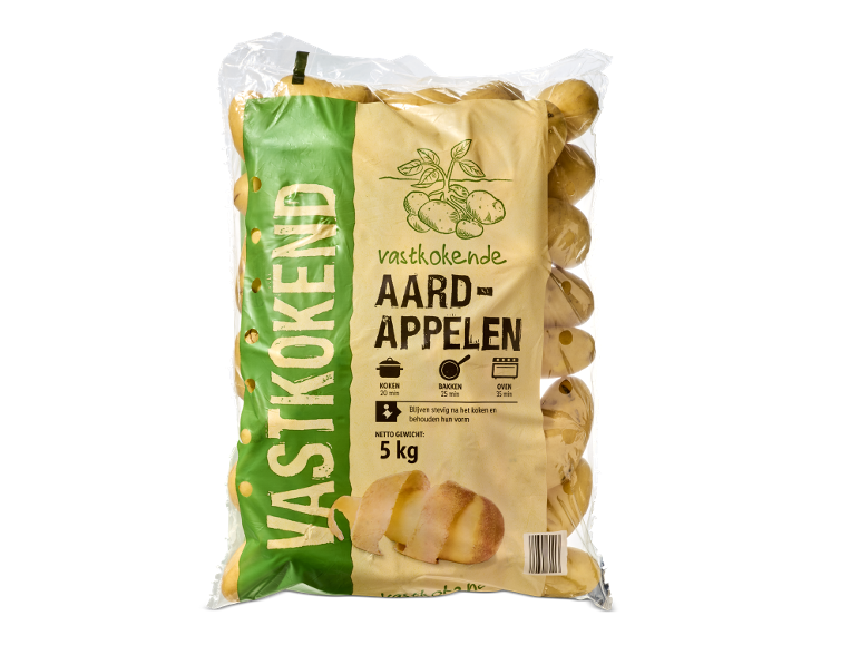 Een zak van 5 kg vastkokende aardappelen om te koken, bakken en voor in de oven.