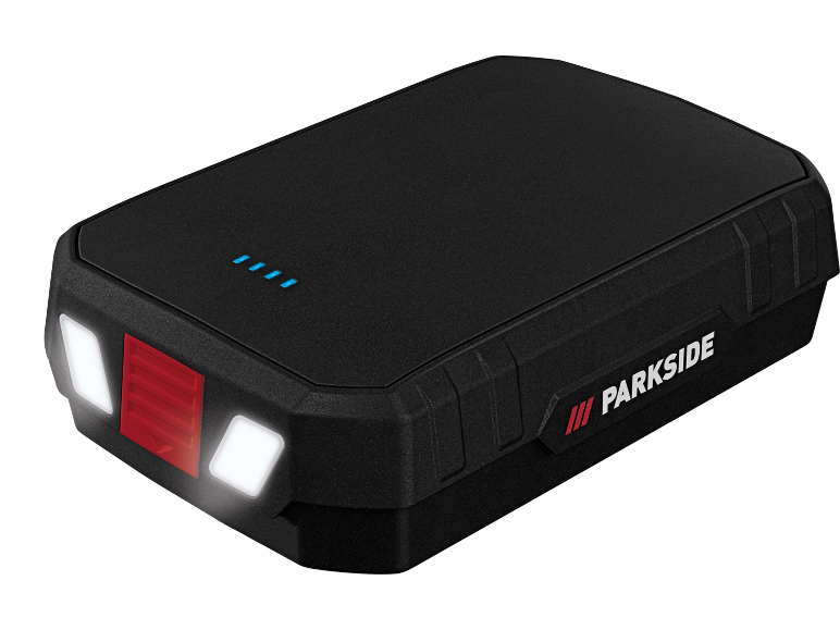 Parkside draagbare powerbank met ingebouwde lampjes.