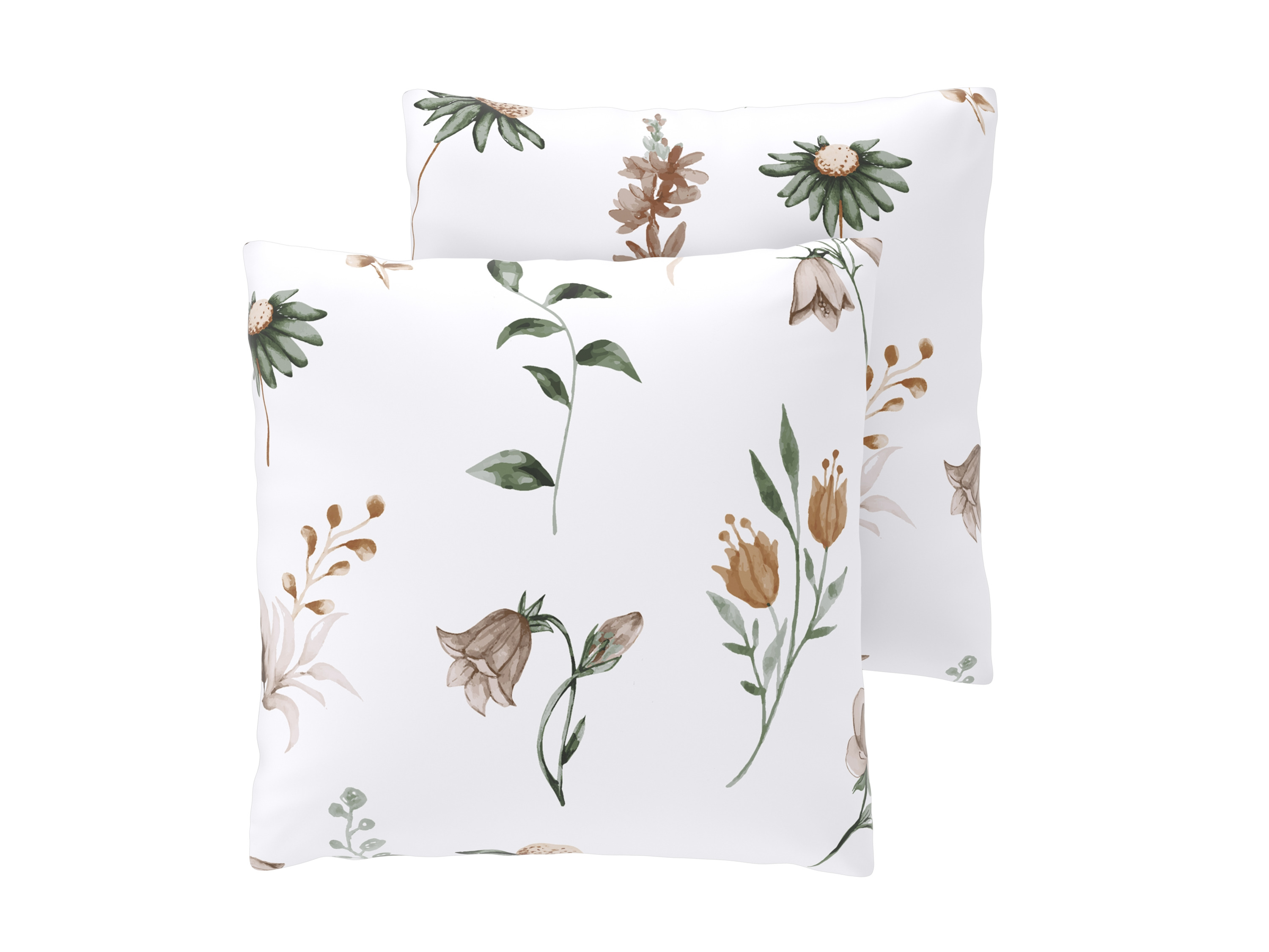 LIVARNO Flanellen kussenslopen, 50 x 60 cm, 2 stuks (Bloemen/wit)