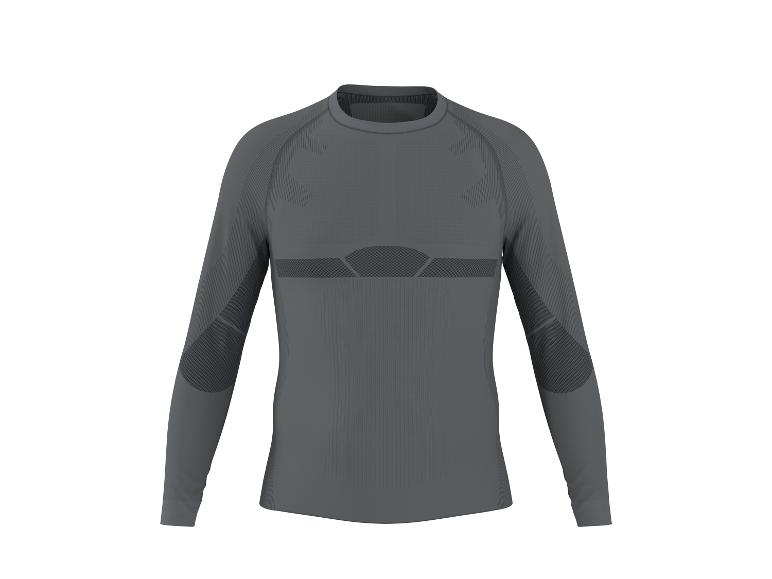 Grijs thermoshirt met lange mouwen voor heren met getextureerde zones