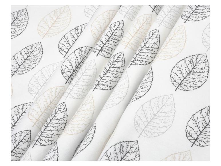 Witte stof met bladpatroon in beige, grijze en zwarte tinten