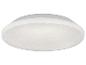 Ronde LED-plafondlamp met sterrenhemel-effect, met witte diffuser en grijze basis.