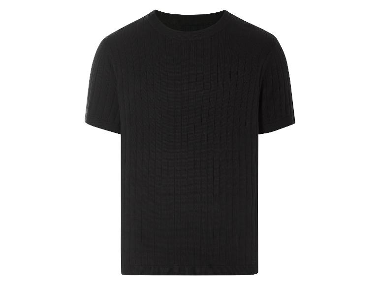 Zwarte ribbel gebreide T-shirt.