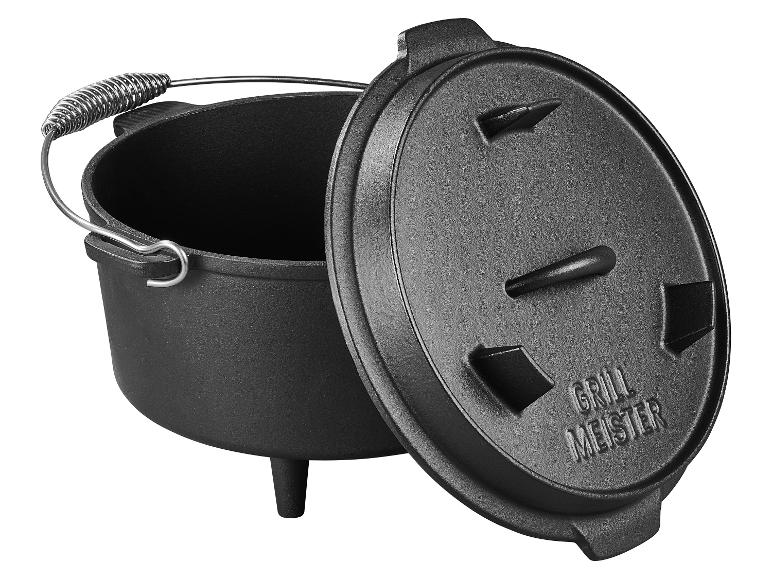 Grill Meister gietijzeren pot met deksel.