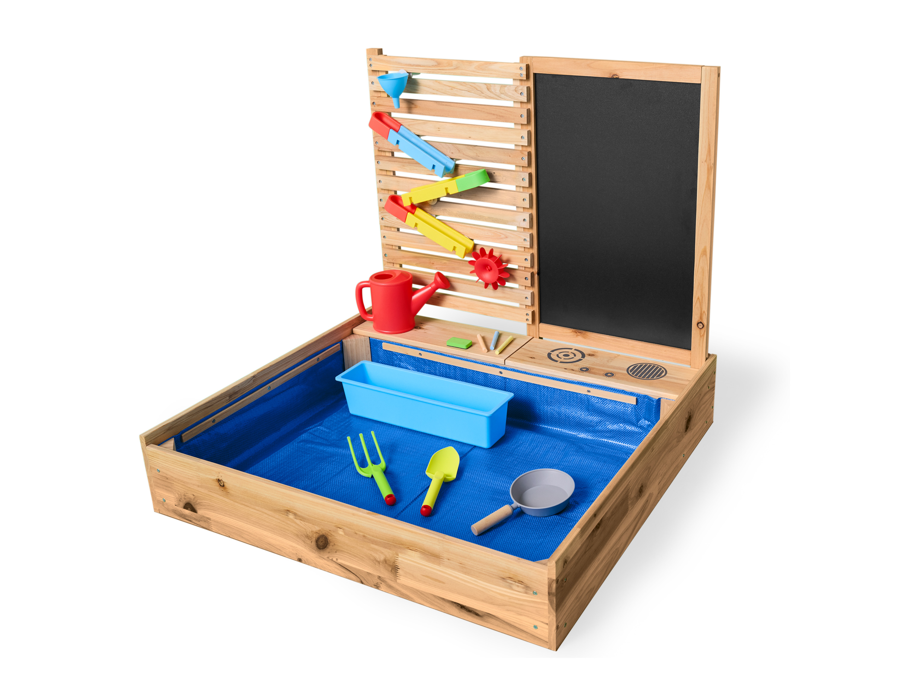 LUPILU Houten zandbak met waterspeelwand
