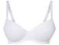 Een witte bh met gladde cups en brede schouderbandjes.