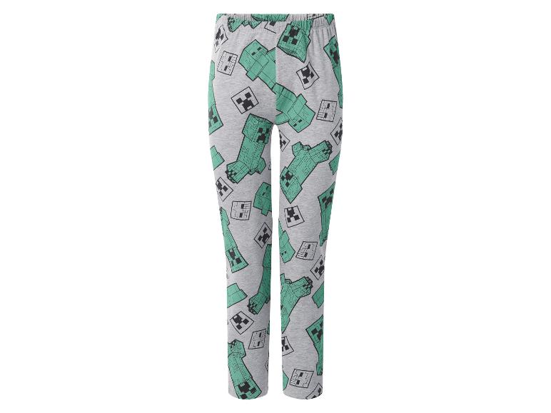 Grijze pyjamabroek met groene videogamekarakterprint.