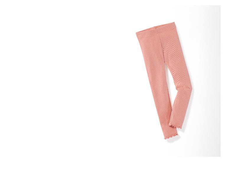 Roze leggings met geribbelde stof en een gezoomde zoom.