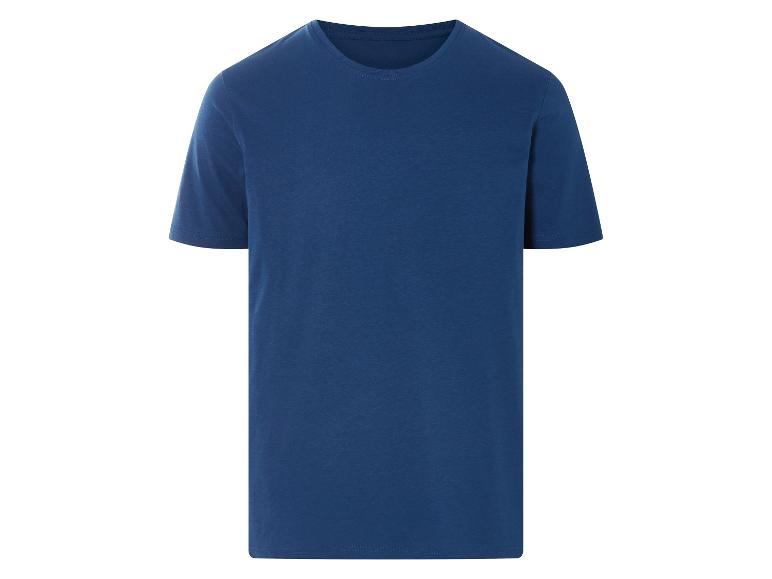 Donkerblauw t-shirt met korte mouwen.