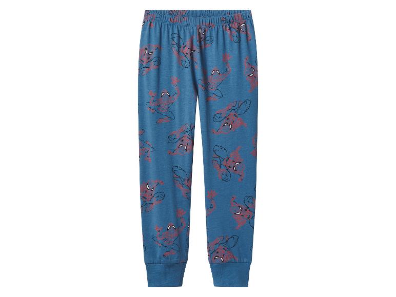 Blauwe Spider-Man pyjamabroek voor kinderen met elastische tailleband en enkels.