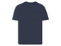 Een donkerblauw T-shirt met korte mouwen.