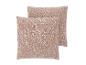 Twee decoratieve kussens met beige en bruin bloemenpatroon