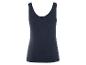 Een effen donkerblauwe tanktop.