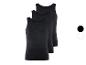 Drie zwarte tanktops voor mannen.
