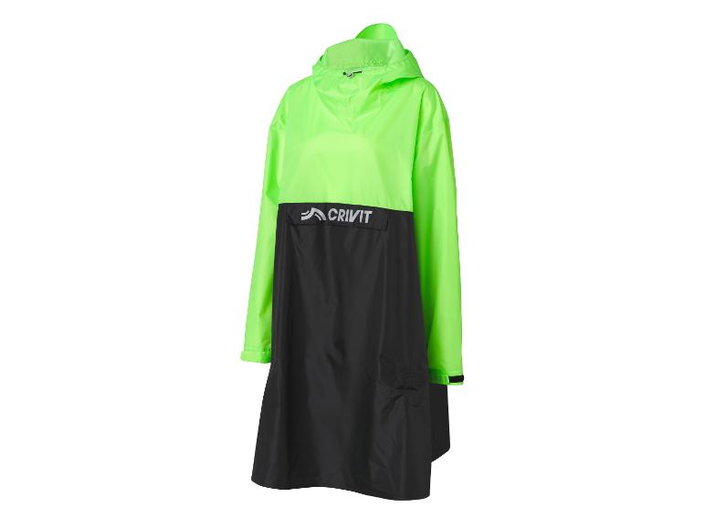 Crivit regenponcho in neon groen en zwart.