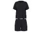 Zwarte tweedelige damespyjamaset met T-shirt en korte broek